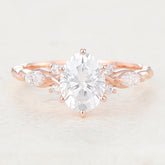 1.33 CT Oval Shaped Moissanite Cluster Engagement Ring 1